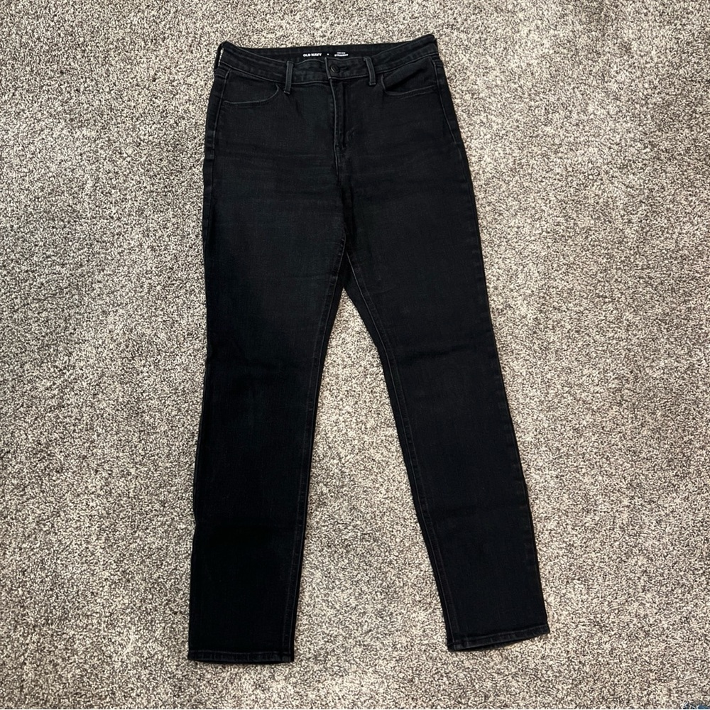 Old Navy Women’s Black Denim Pants High Rise Straight Size 6